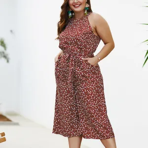 Polka-dot Elegant Women's Large Size Jumpsuit