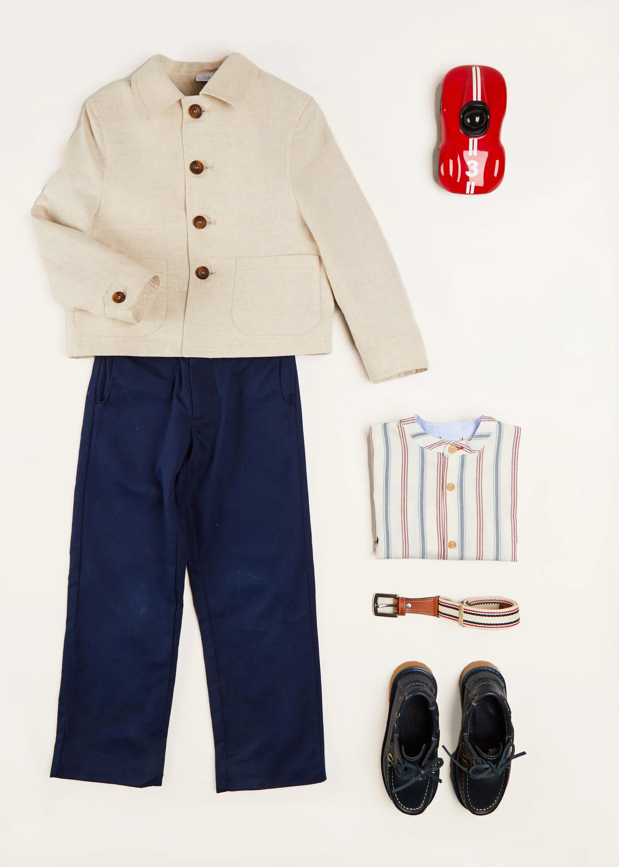 Polo Collar Button Down Jacket in Beige (4-10yrs)