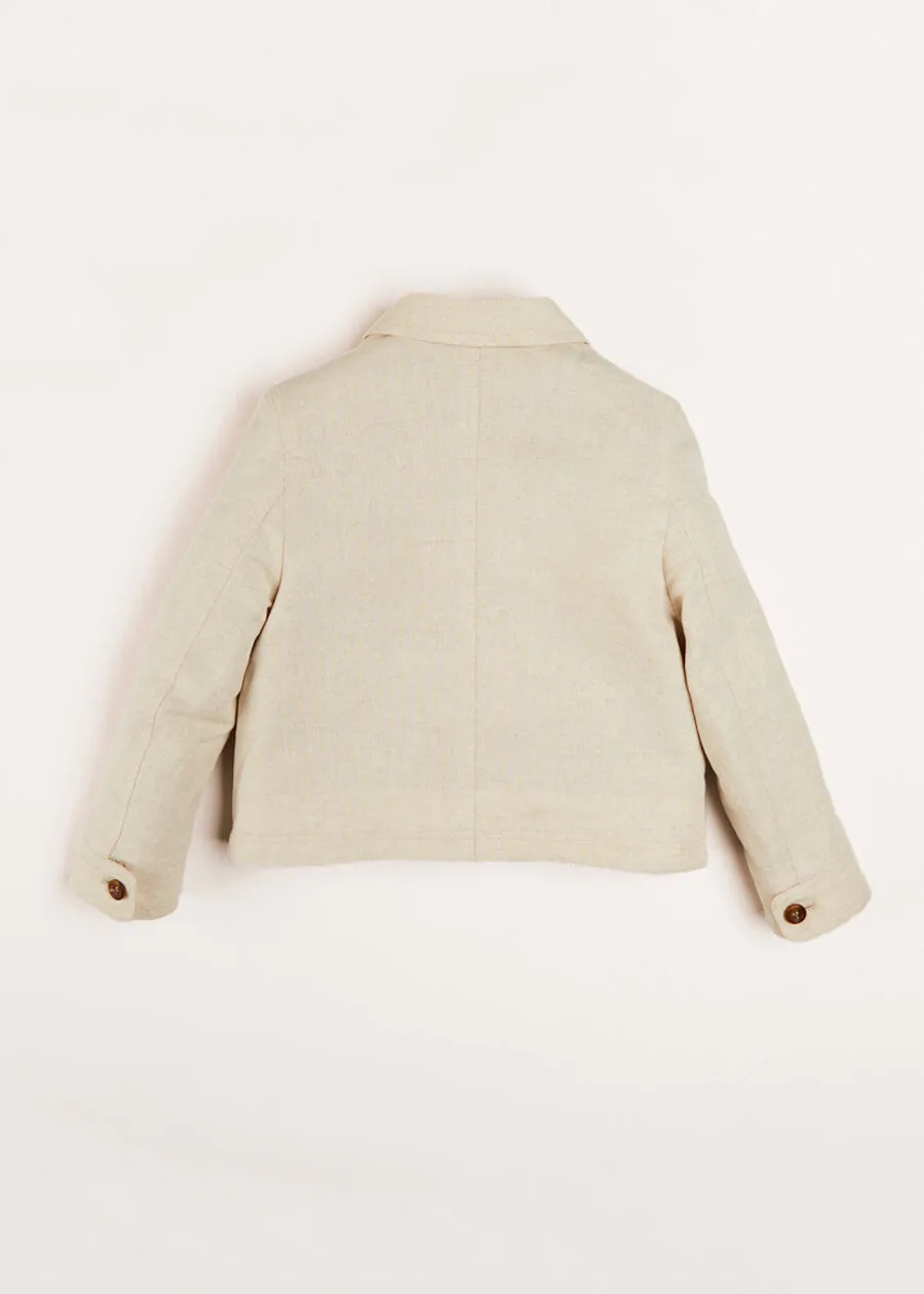 Polo Collar Button Down Jacket in Beige (4-10yrs)