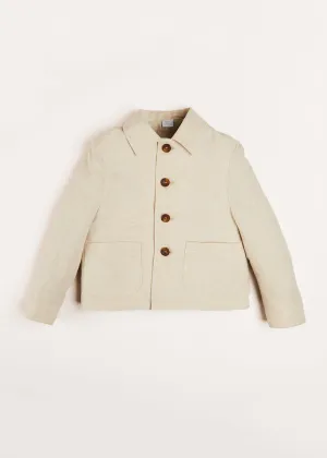 Polo Collar Button Down Jacket in Beige (4-10yrs)