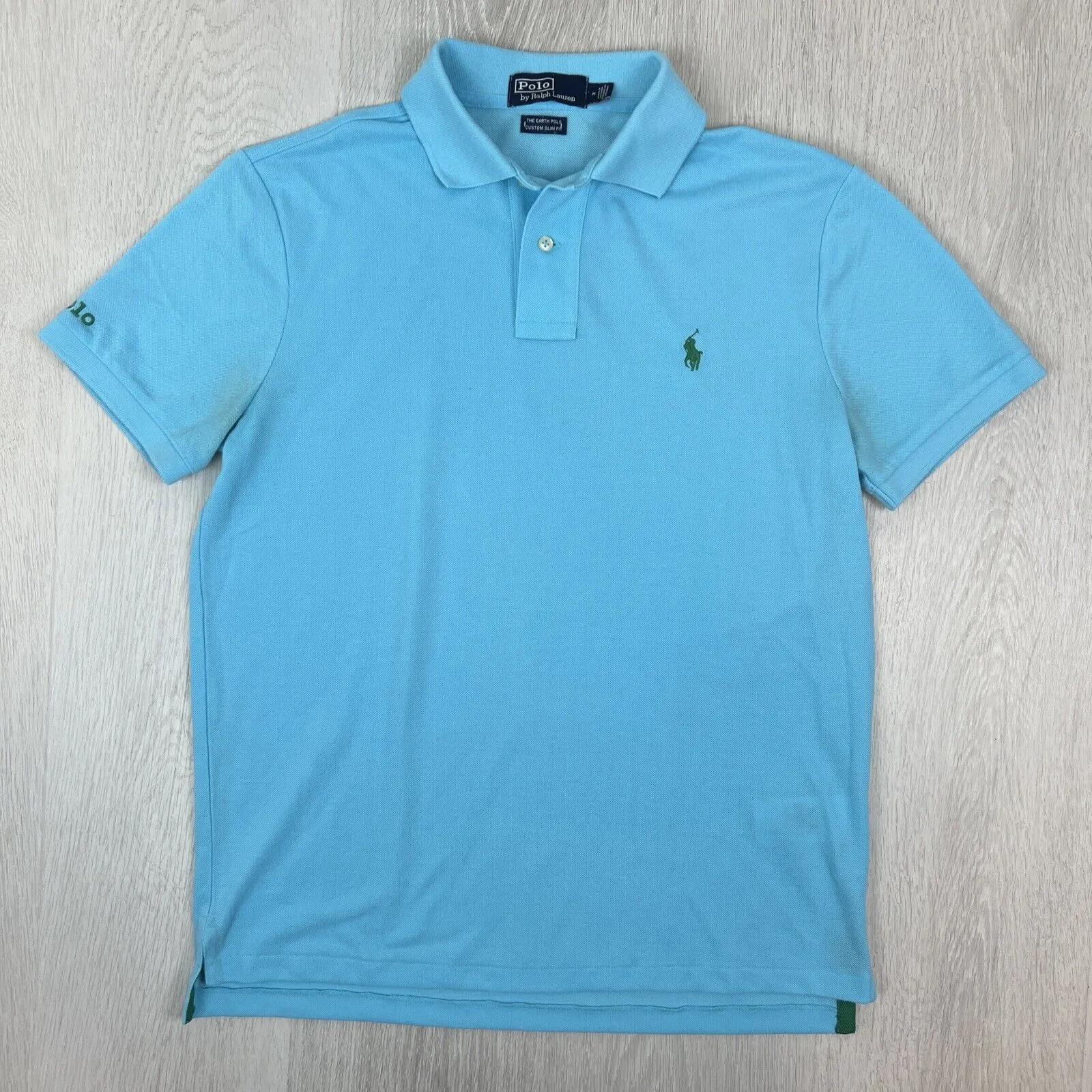 Polo Ralph Lauren Mens The Earth Polo Custom Slim Fit Blue Shirt Size Medium