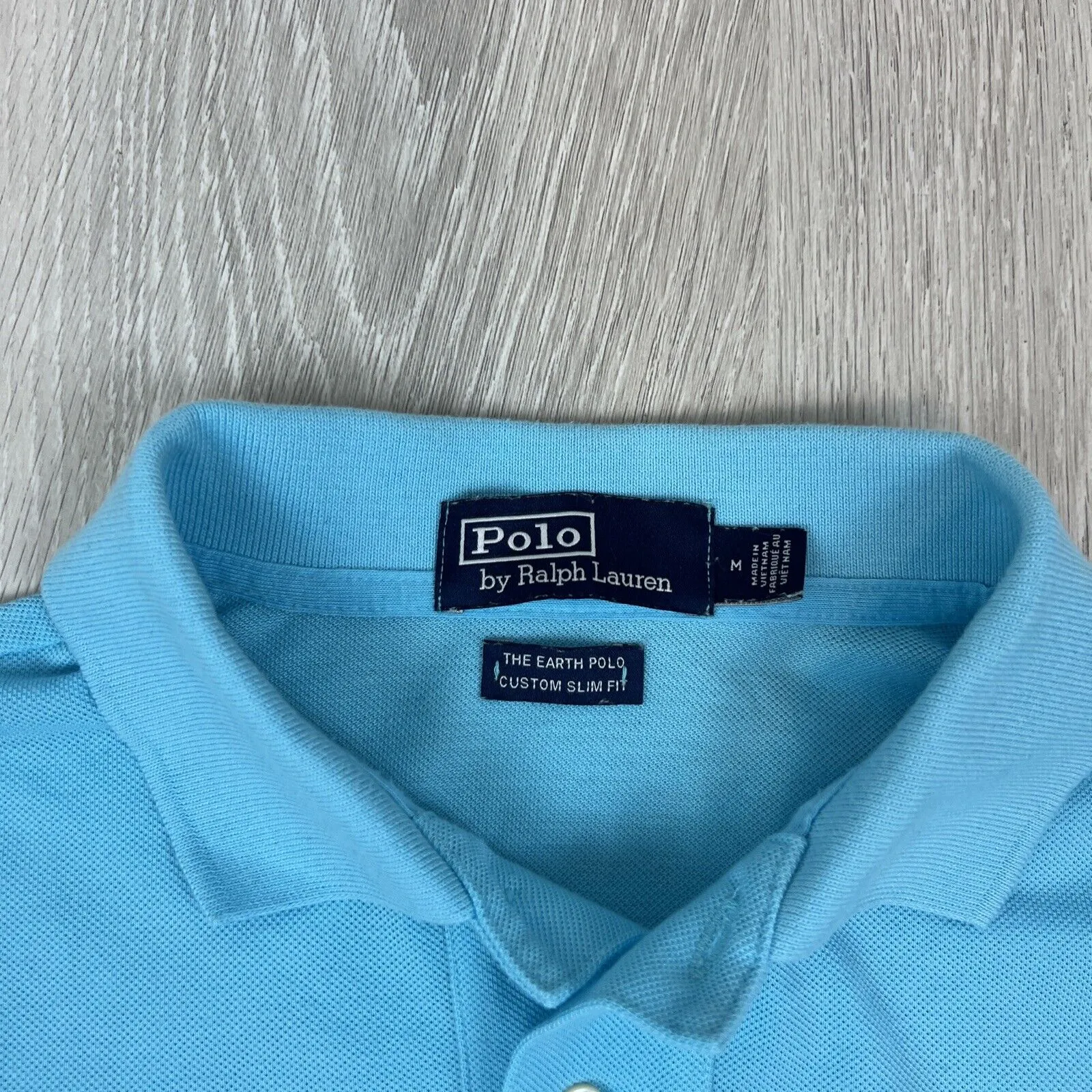 Polo Ralph Lauren Mens The Earth Polo Custom Slim Fit Blue Shirt Size Medium