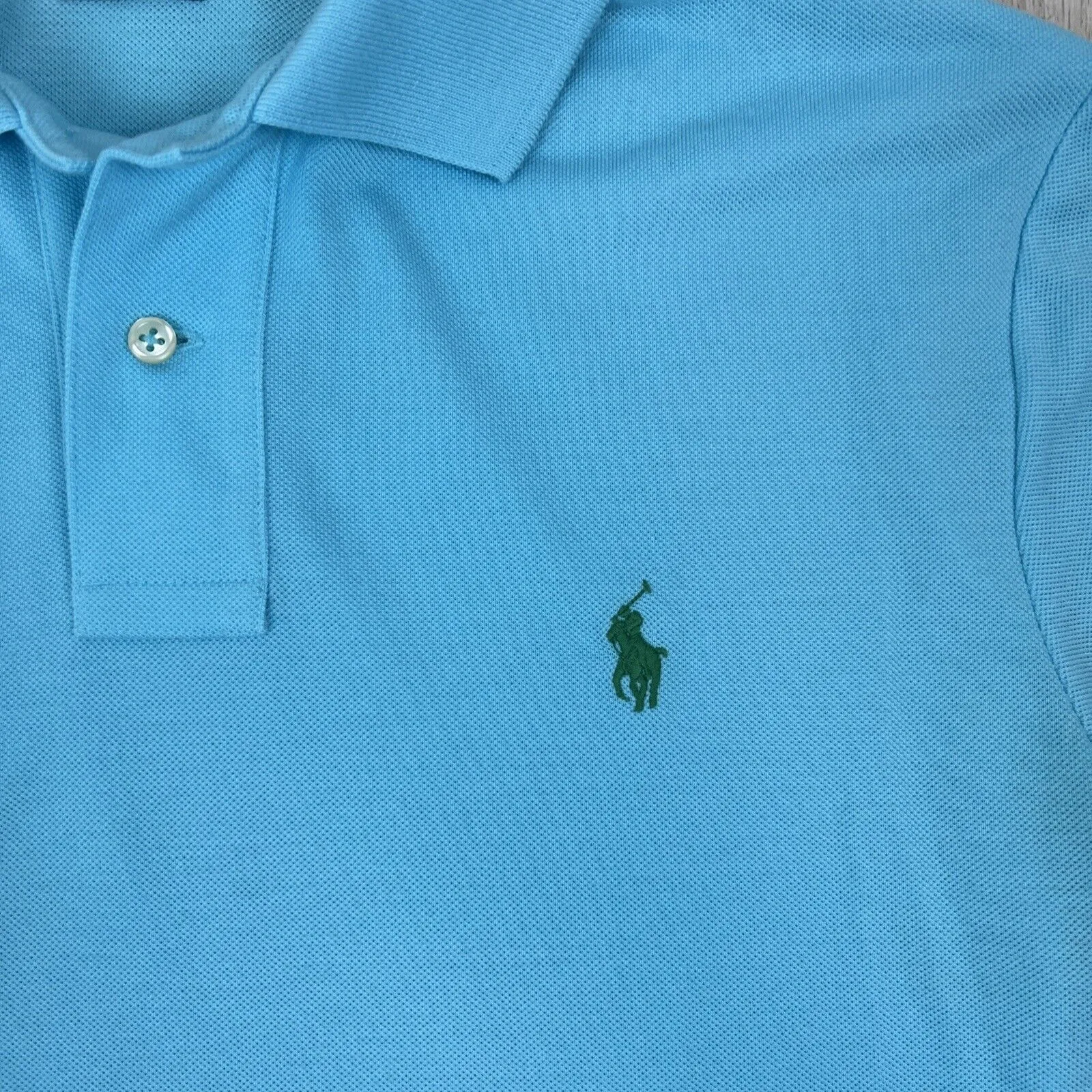 Polo Ralph Lauren Mens The Earth Polo Custom Slim Fit Blue Shirt Size Medium