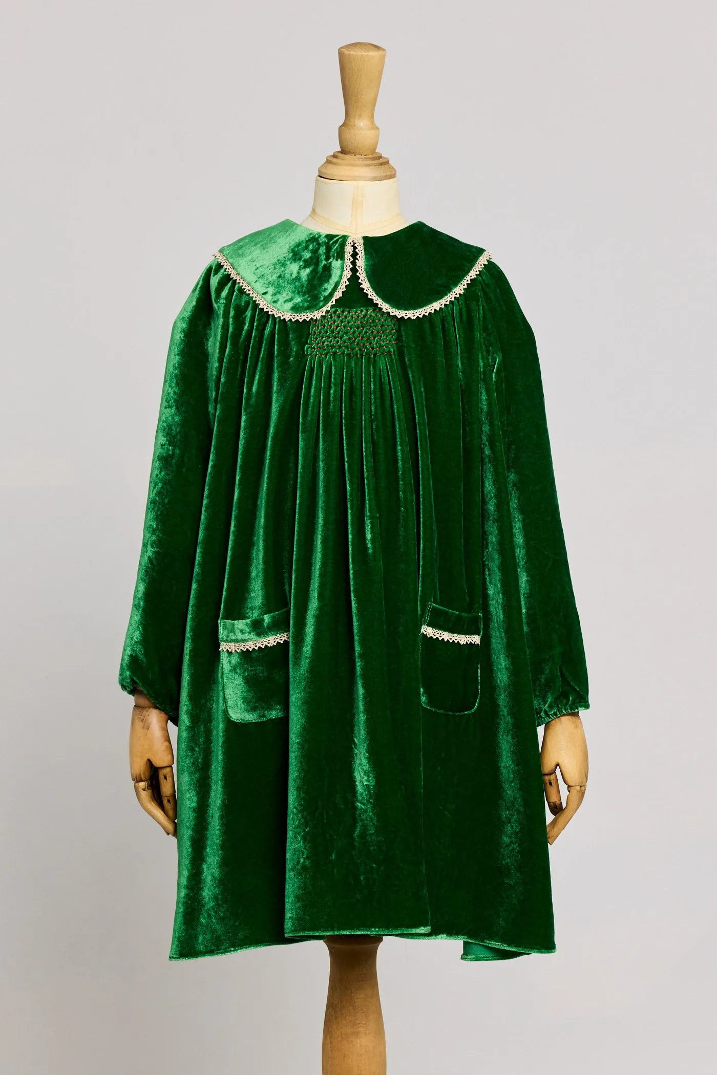 Popcorn Dress in Emerald Green Velvet