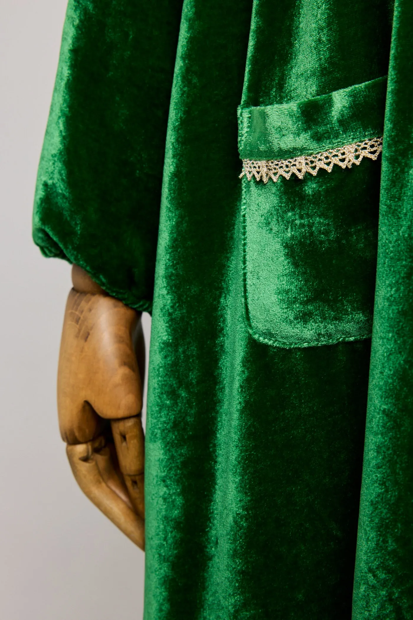 Popcorn Dress in Emerald Green Velvet