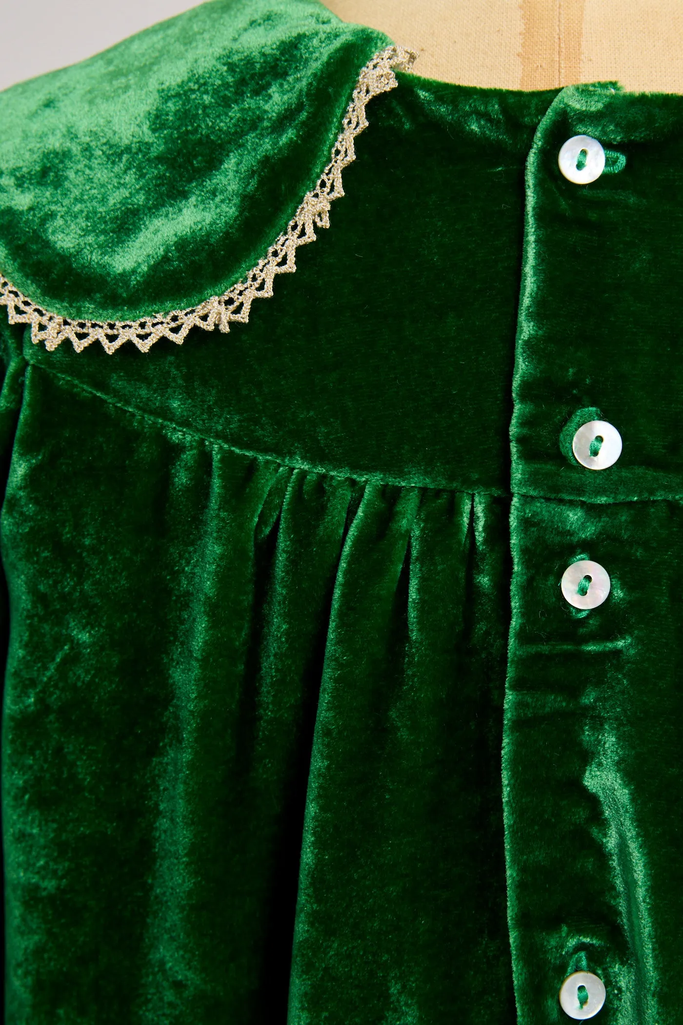 Popcorn Dress in Emerald Green Velvet