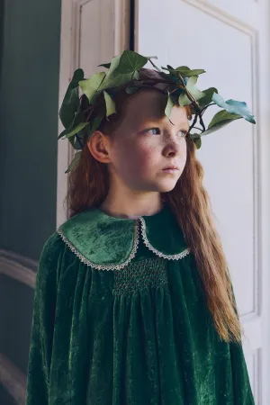 Popcorn Dress in Emerald Green Velvet