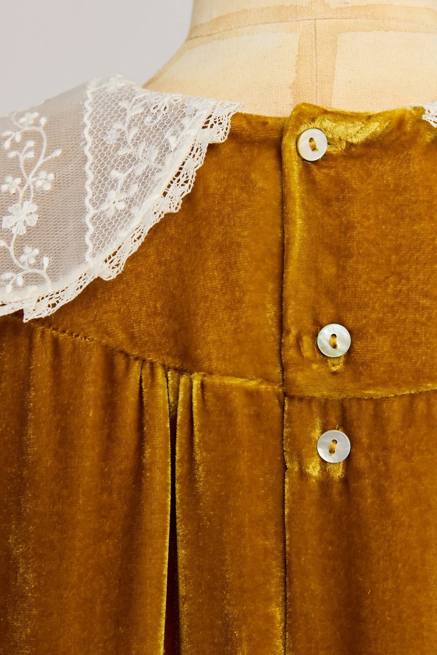 Popcorn Dress in Ochre Velvet