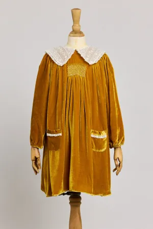 Popcorn Dress in Ochre Velvet