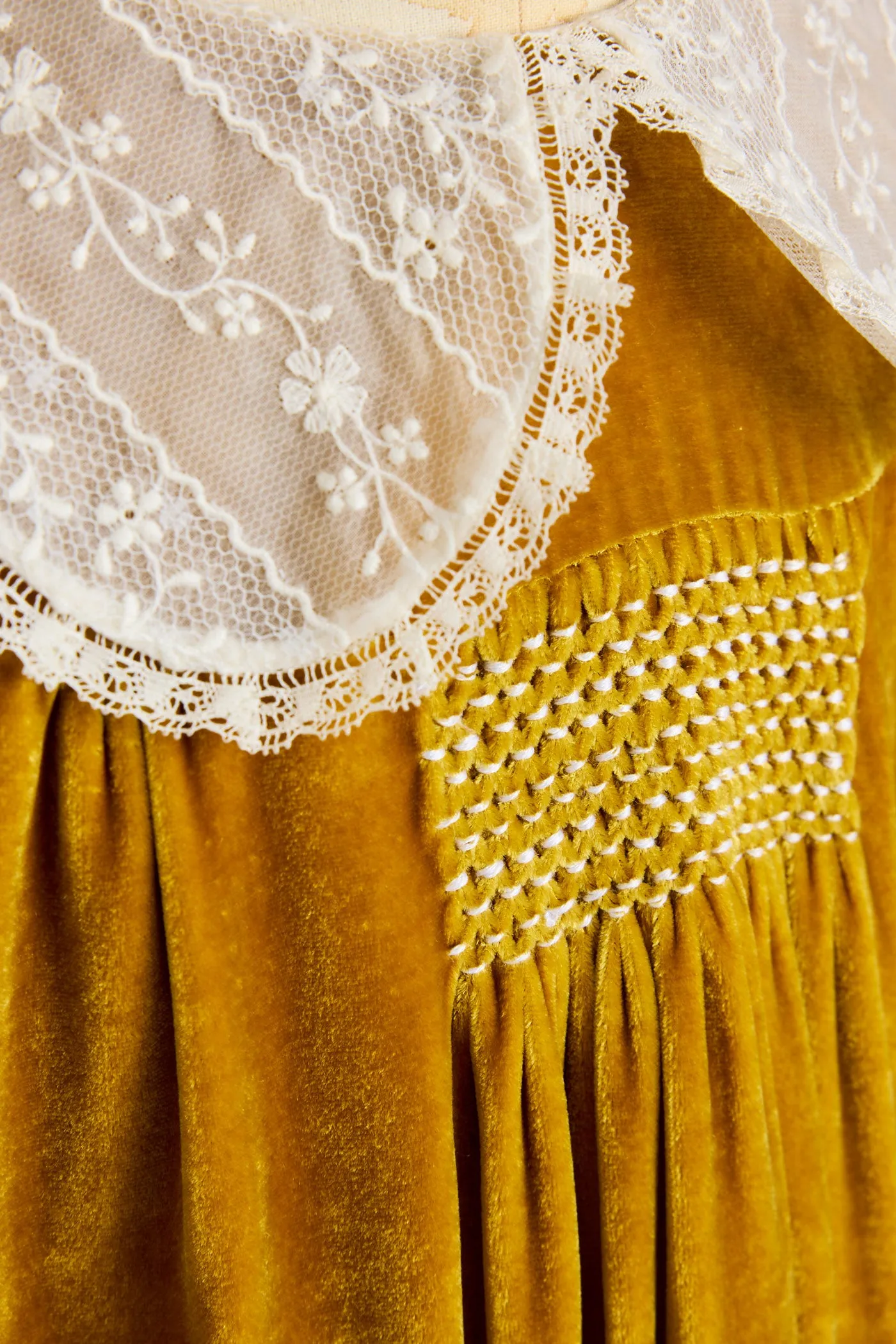 Popcorn Dress in Ochre Velvet
