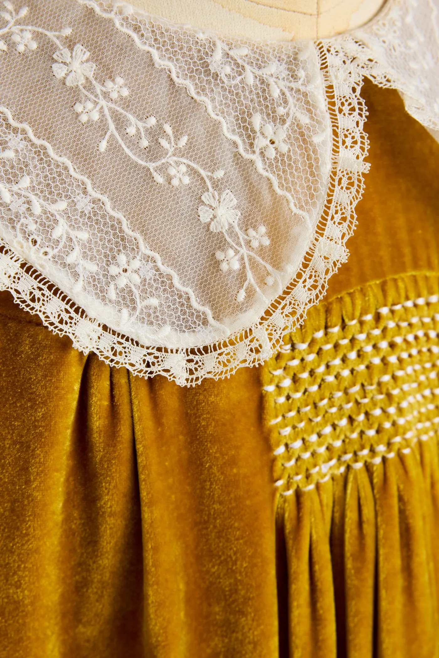 Popcorn Dress in Ochre Velvet