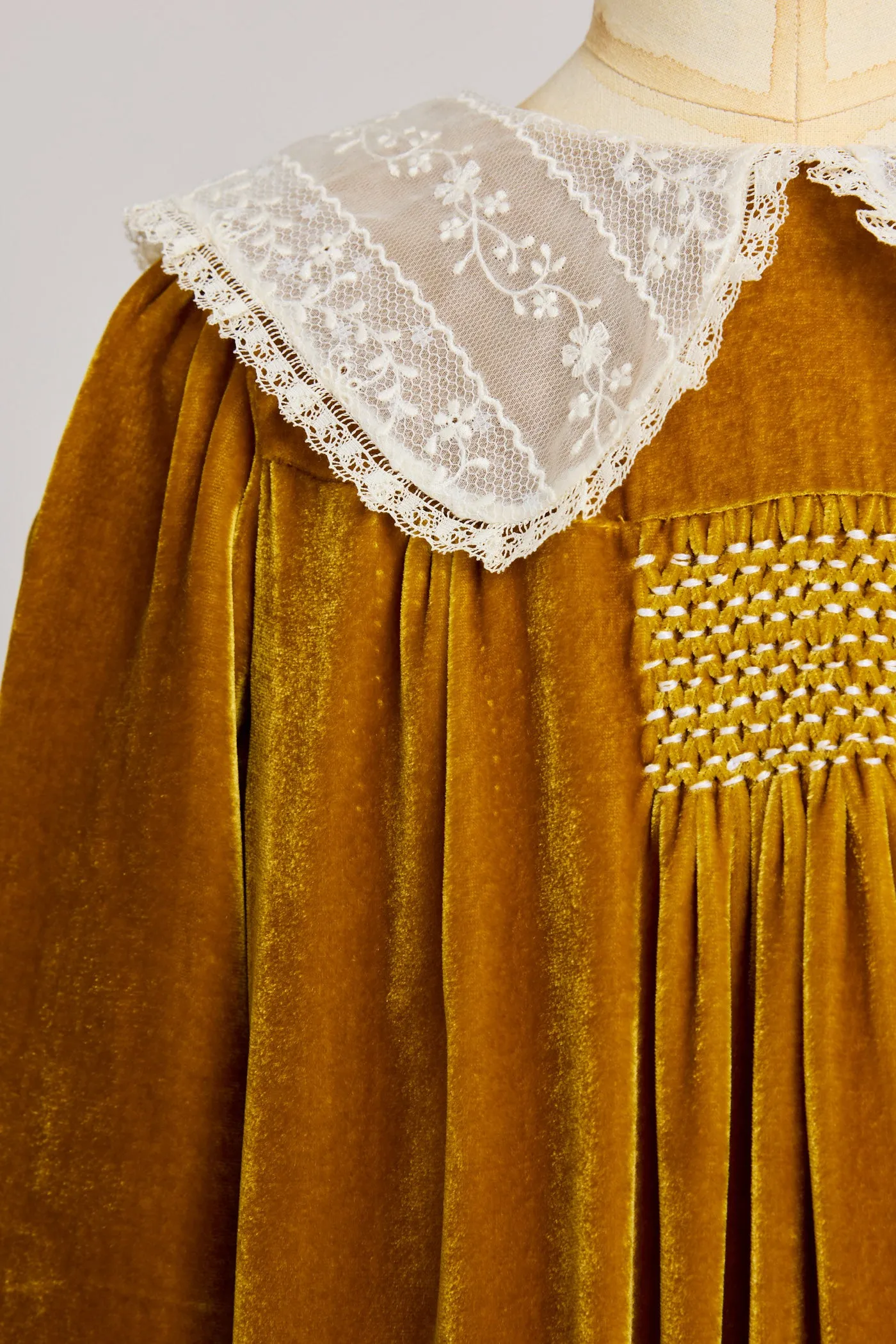 Popcorn Dress in Ochre Velvet