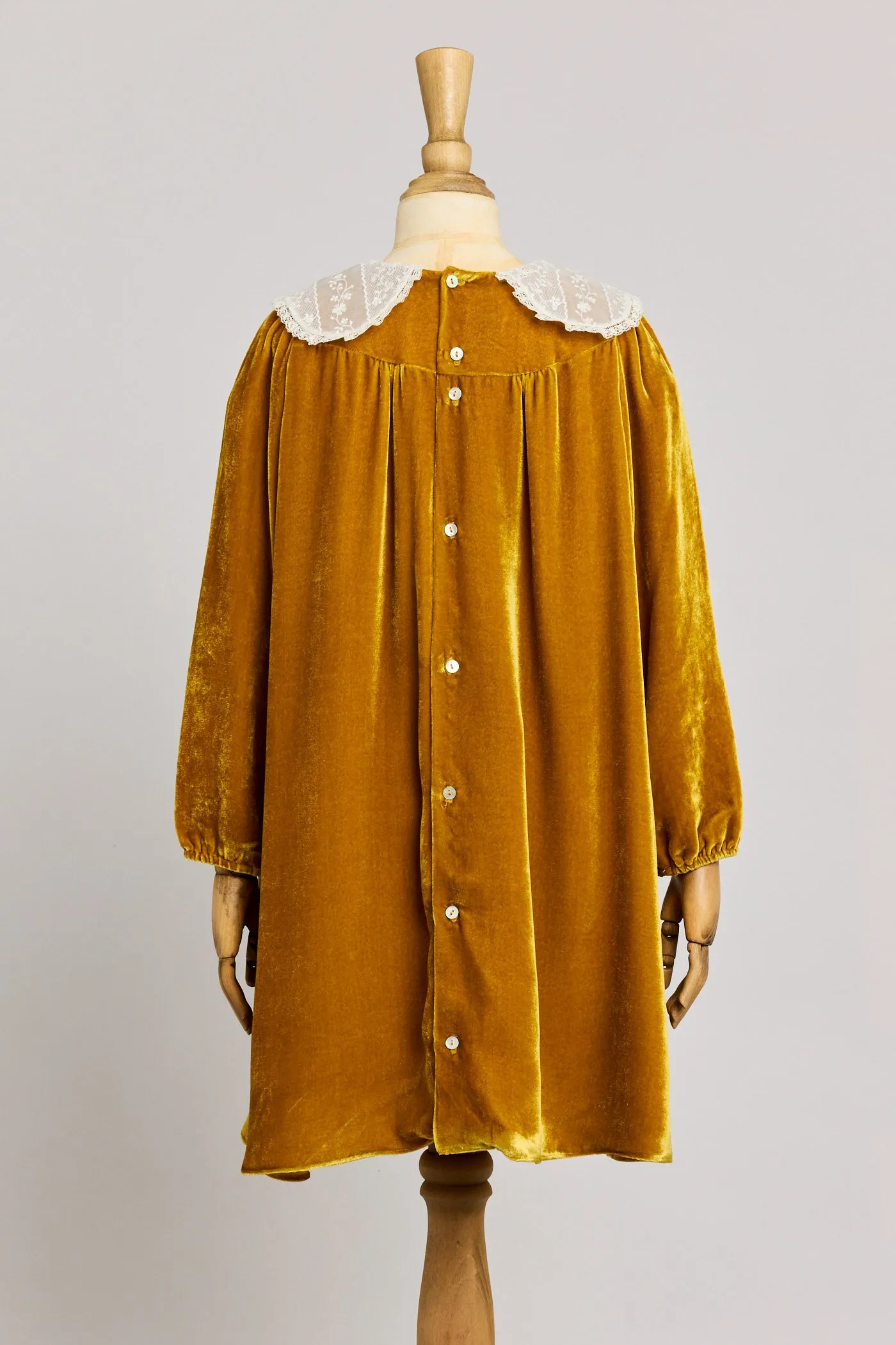 Popcorn Dress in Ochre Velvet