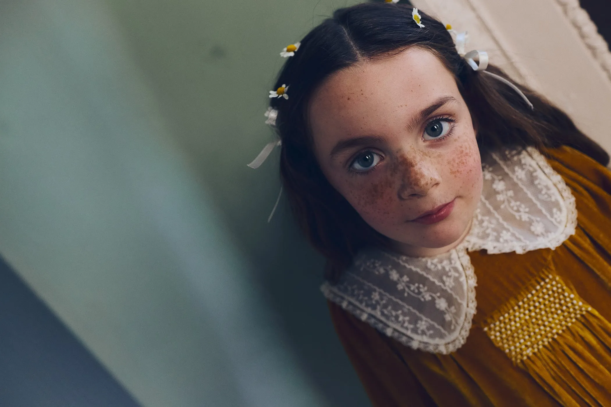 Popcorn Dress in Ochre Velvet