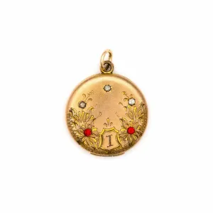 Red & White Floral Locket