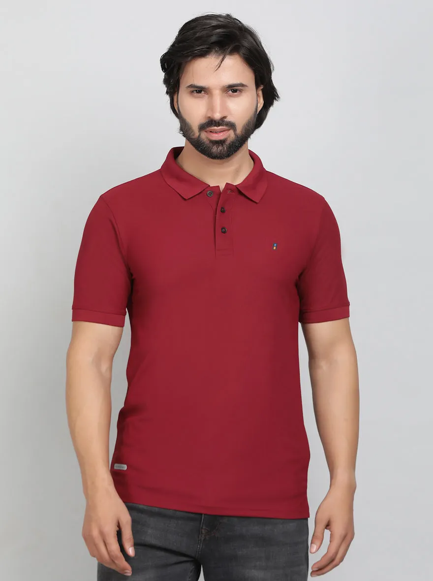 Red Solid Slim Fit Polo T-Shirt | Jade Play