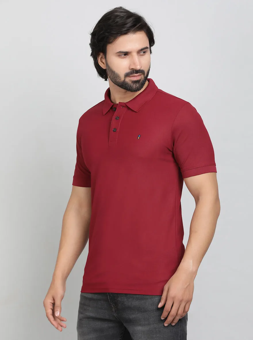 Red Solid Slim Fit Polo T-Shirt | Jade Play