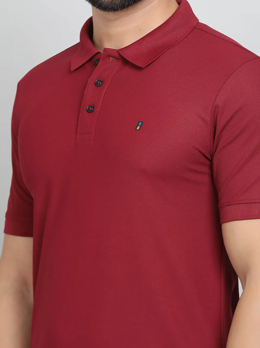 Red Solid Slim Fit Polo T-Shirt | Jade Play