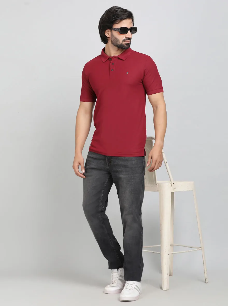 Red Solid Slim Fit Polo T-Shirt | Jade Play
