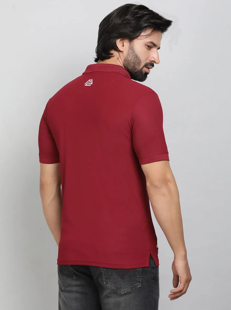 Red Solid Slim Fit Polo T-Shirt | Jade Play