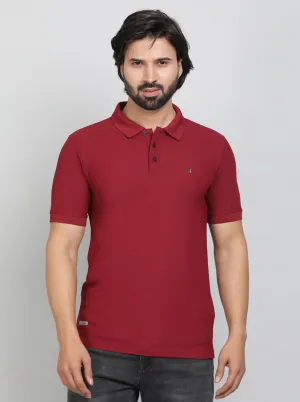 Red Solid Slim Fit Polo T-Shirt | Jade Play