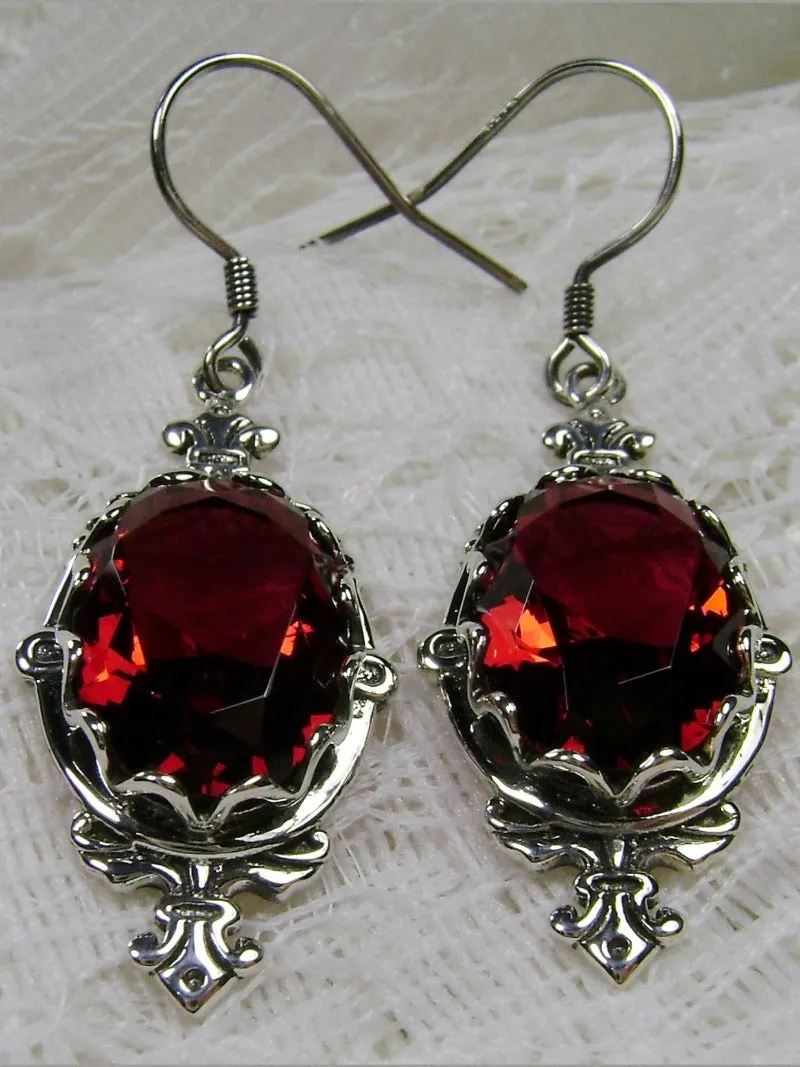 Ruby Pin Earrings, Stylish Victorian Jewelry Design#E18