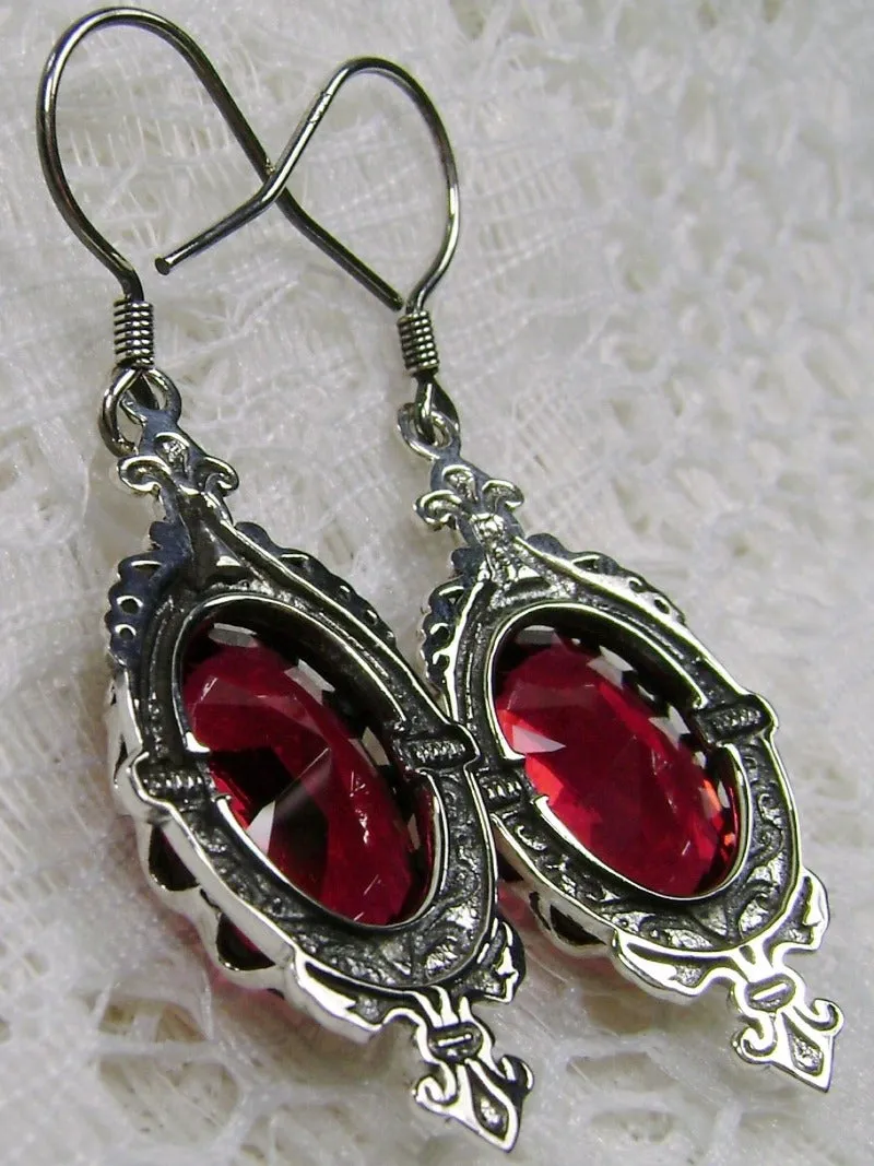 Ruby Pin Earrings, Stylish Victorian Jewelry Design#E18