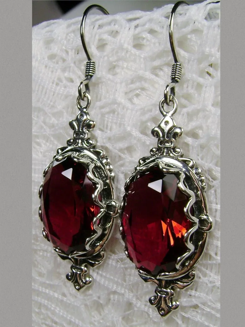 Ruby Pin Earrings, Stylish Victorian Jewelry Design#E18