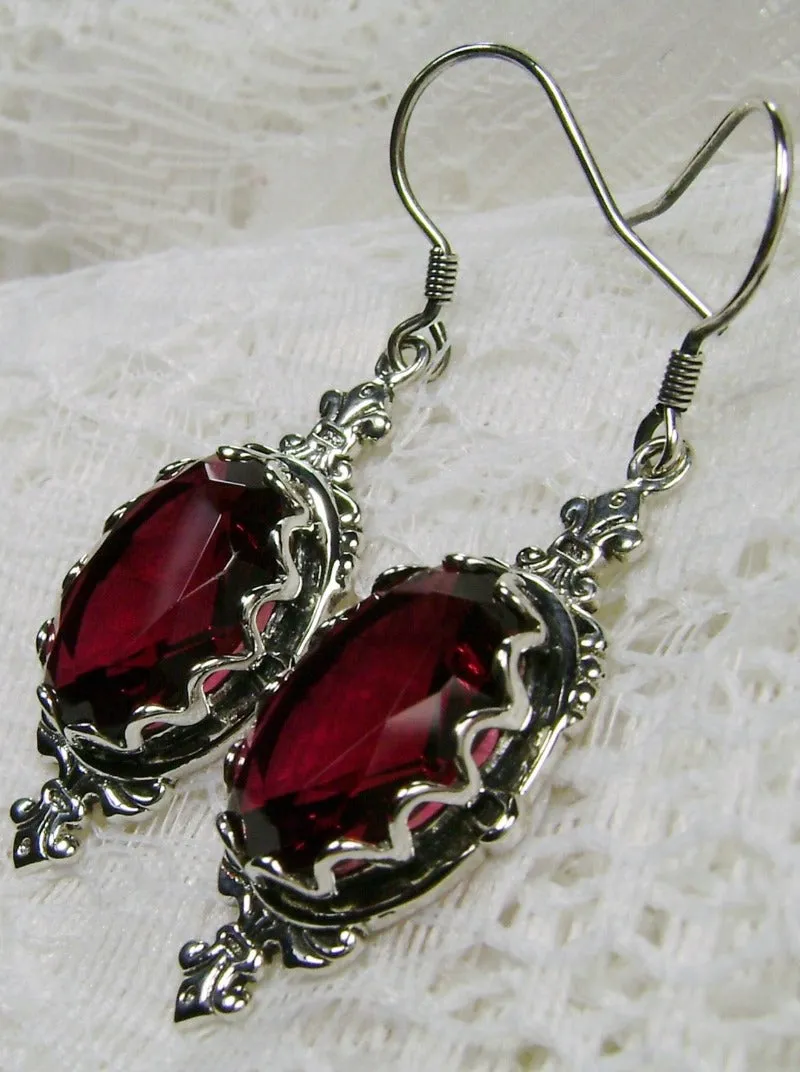 Ruby Pin Earrings, Stylish Victorian Jewelry Design#E18