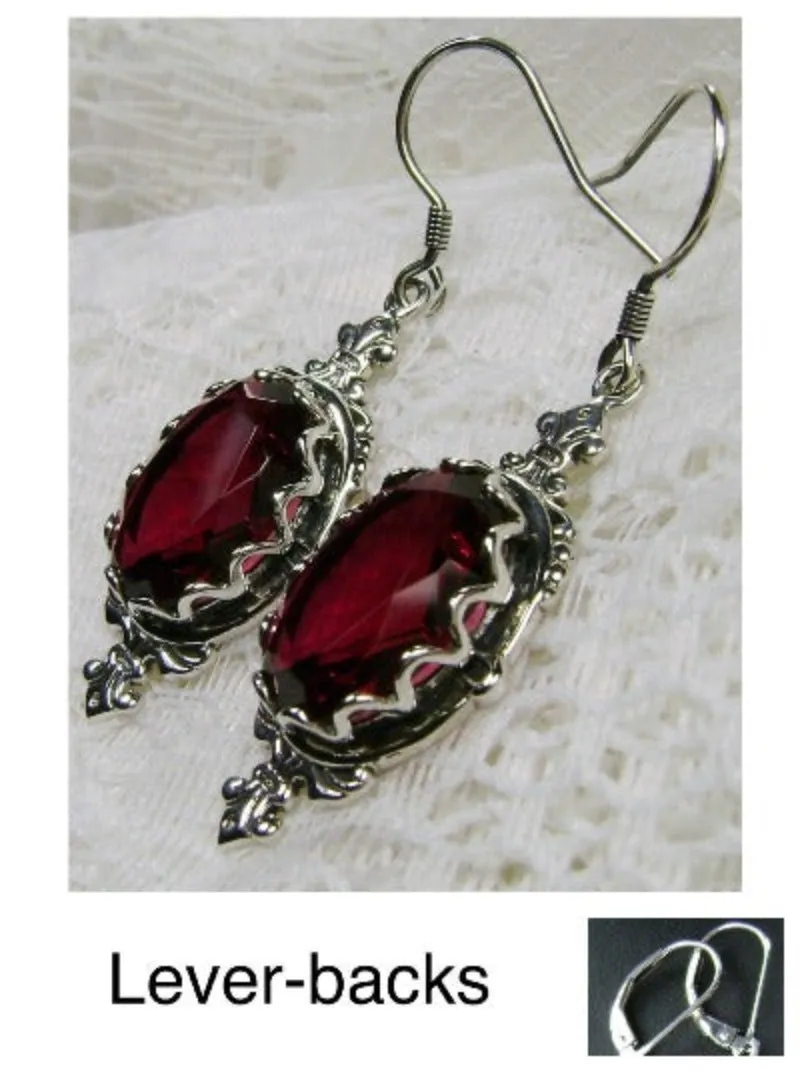 Ruby Pin Earrings, Stylish Victorian Jewelry Design#E18