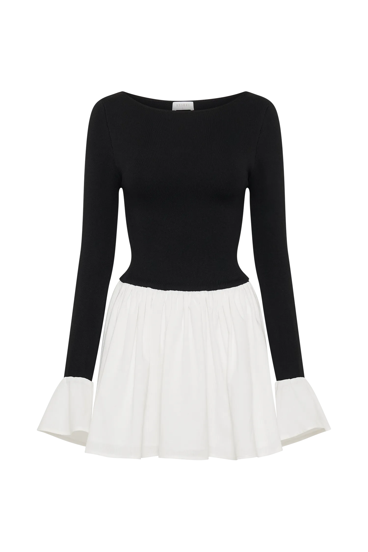 Sansa Knit And Linen Mini Dress - Black & White