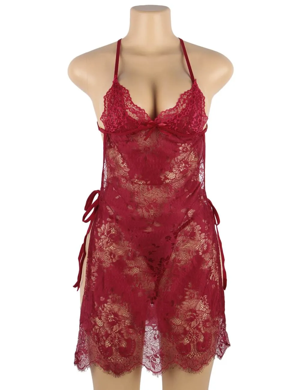 Sexy Lace Thin Halter Cross Transparent Sling Nightdress Egypt Lingerie