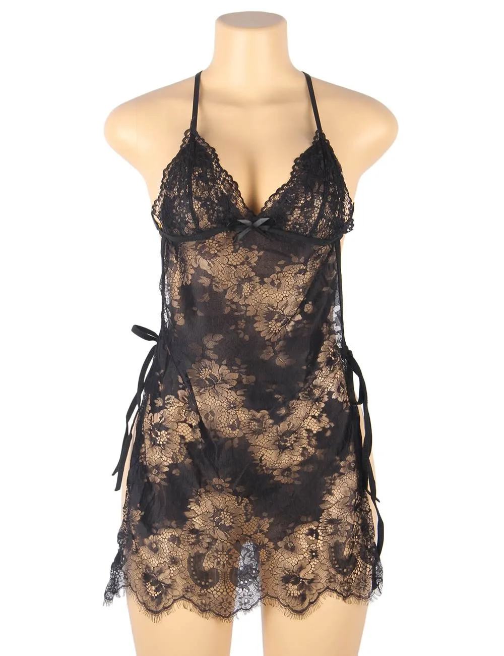 Sexy Lace Thin Halter Cross Transparent Sling Nightdress Egypt Lingerie