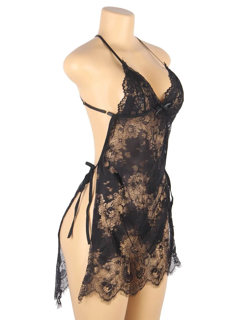 Sexy Lace Thin Halter Cross Transparent Sling Nightdress Egypt Lingerie