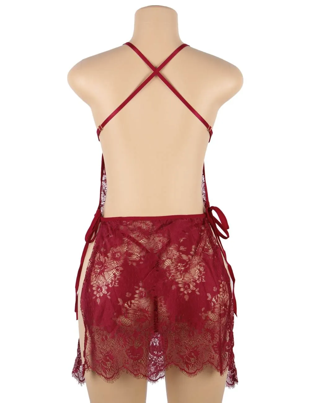 Sexy Lace Thin Halter Cross Transparent Sling Nightdress Egypt Lingerie