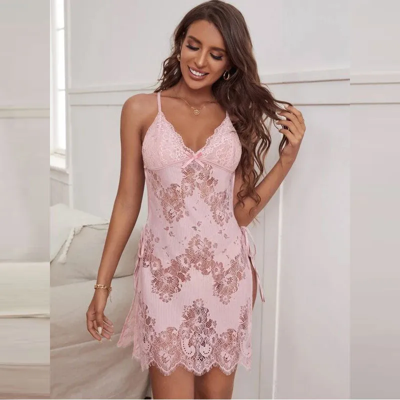 Sexy Lace Thin Halter Cross Transparent Sling Nightdress Egypt Lingerie