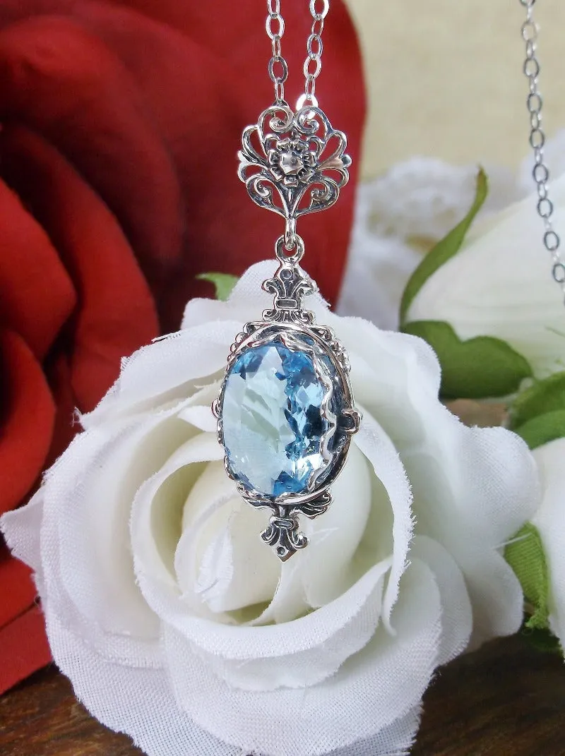 Sky Blue Aquamarine Pin Pendant, Stylish Victorian Jewelry Design#P18