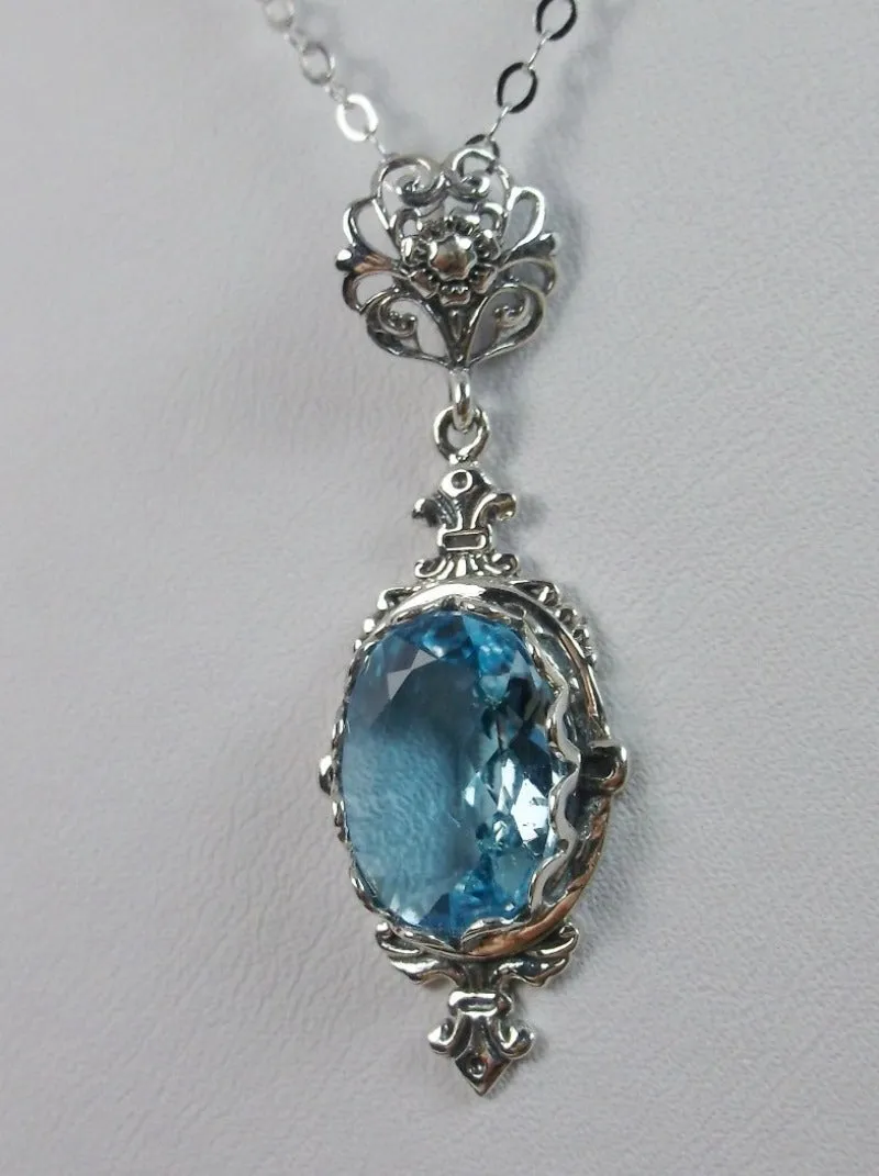 Sky Blue Aquamarine Pin Pendant, Stylish Victorian Jewelry Design#P18