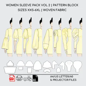 Sleeve Sewing Pattern Pack Vol 2 | Sizes XXS-6XL