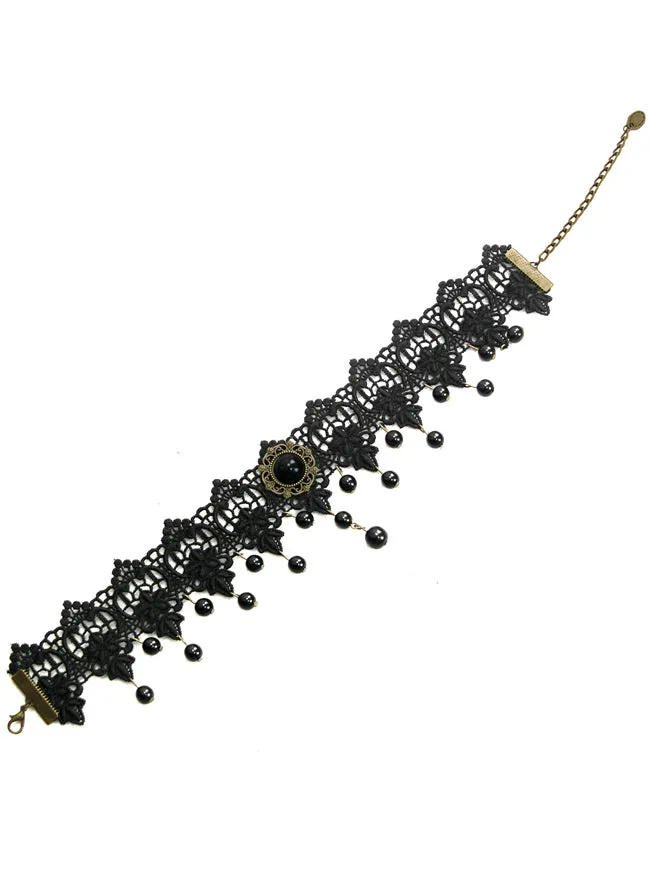 Steampunk Accessories Costume Cosplay Lace Choker Beads Chain Decorative Necklace