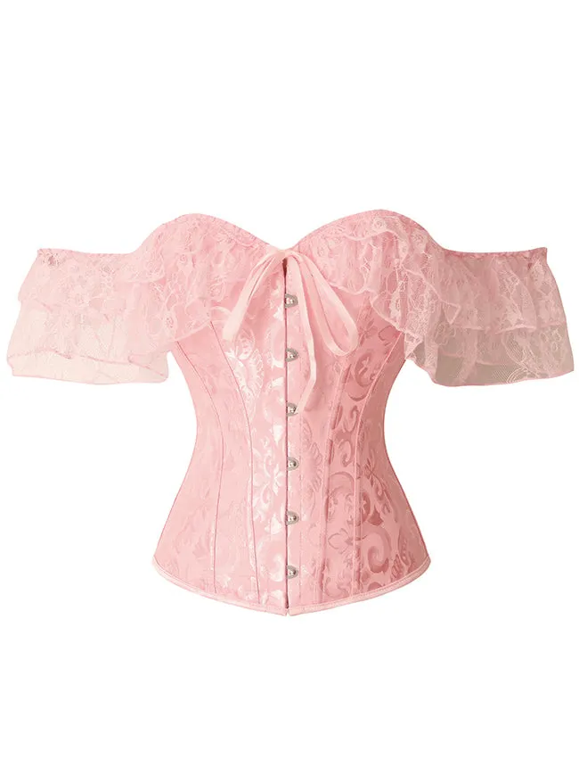 Steampunk Gothic Elegant Off Shoulder Jacquard Overbust Corset Top