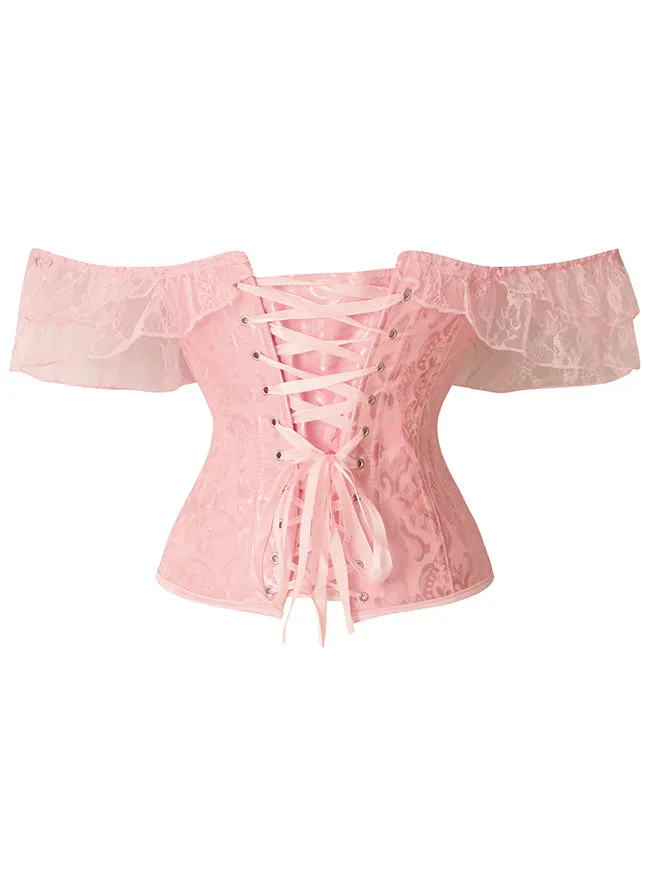 Steampunk Gothic Elegant Off Shoulder Jacquard Overbust Corset Top