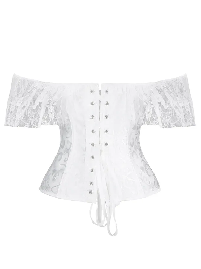 Steampunk Gothic Elegant Off Shoulder Jacquard Overbust Corset Top