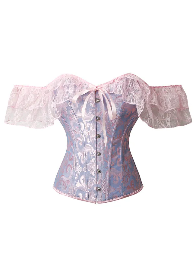 Steampunk Gothic Elegant Off Shoulder Jacquard Overbust Corset Top