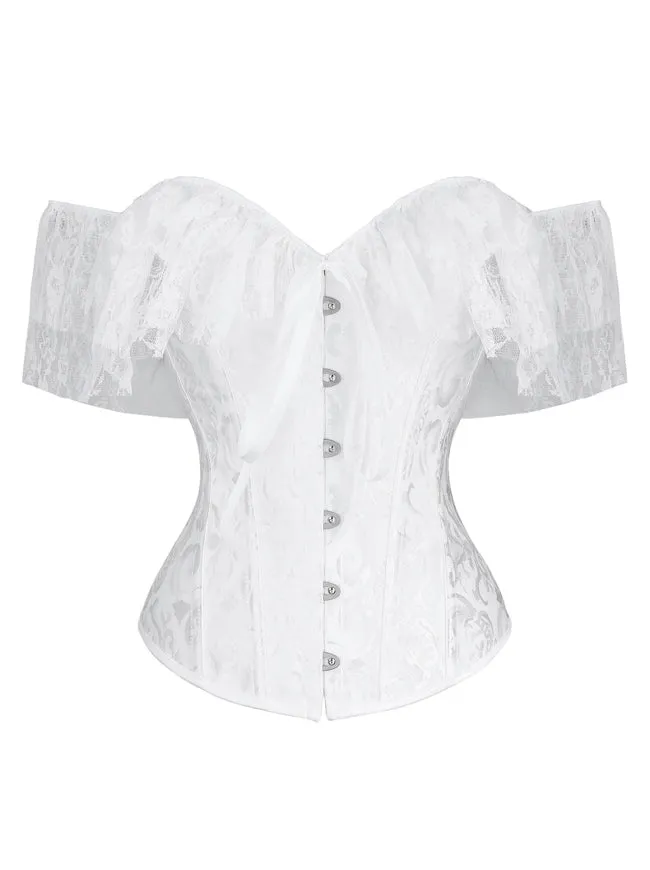 Steampunk Gothic Elegant Off Shoulder Jacquard Overbust Corset Top