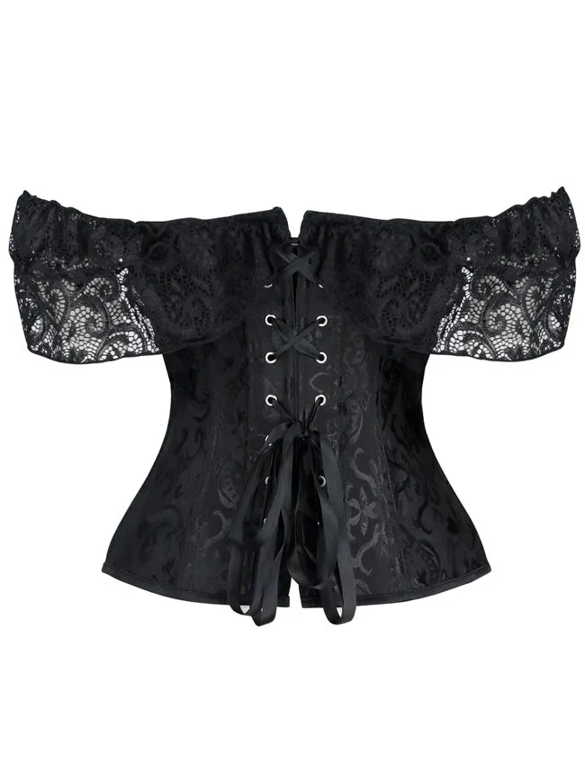 Steampunk Gothic Elegant Off Shoulder Jacquard Overbust Corset Top
