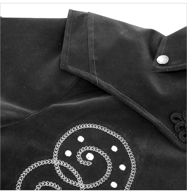 Steampunk Jacket Gothic Victorian Era Frock Suit Jacquard Trousers