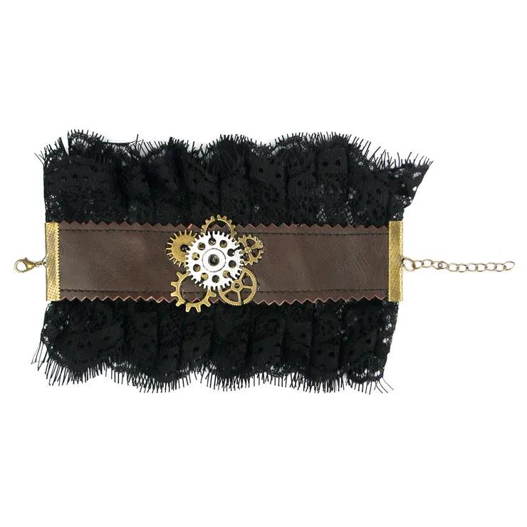Steampunk Leather Lace Bracelet (B)