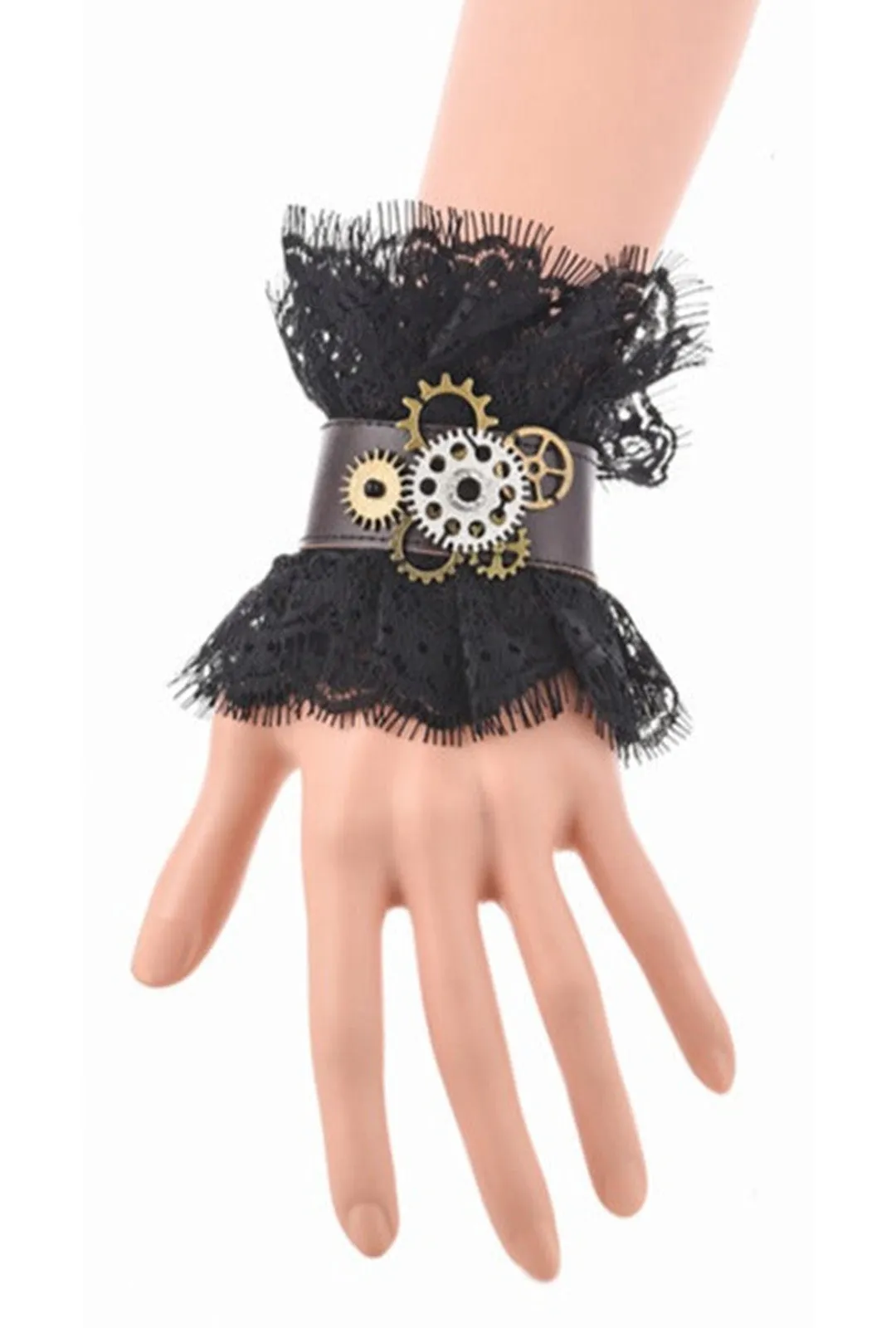Steampunk Leather Lace Bracelet (B)