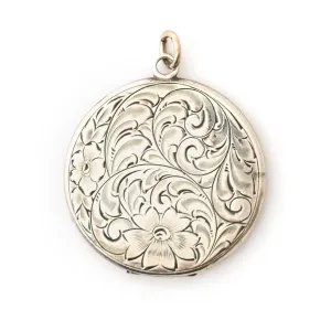Sterling Silver Engraved Floral Locket